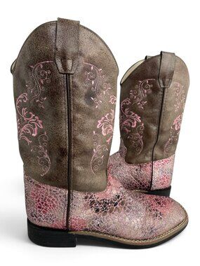 Old West Pink Glitter Sparkle Cowgirl Western Cowboy Boots Girls Teens Size 7
